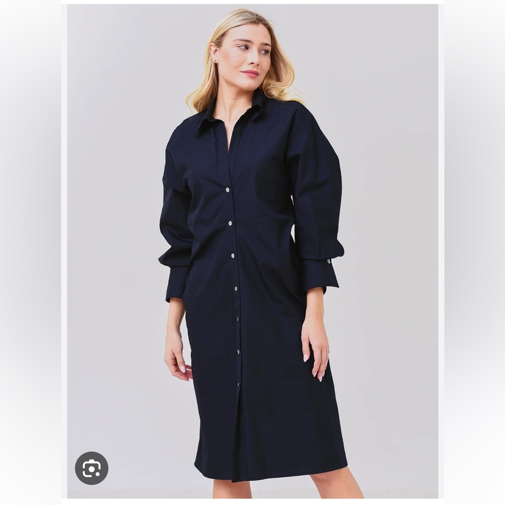 Vince Long Sleeve Soft Fitted Shirt Dress